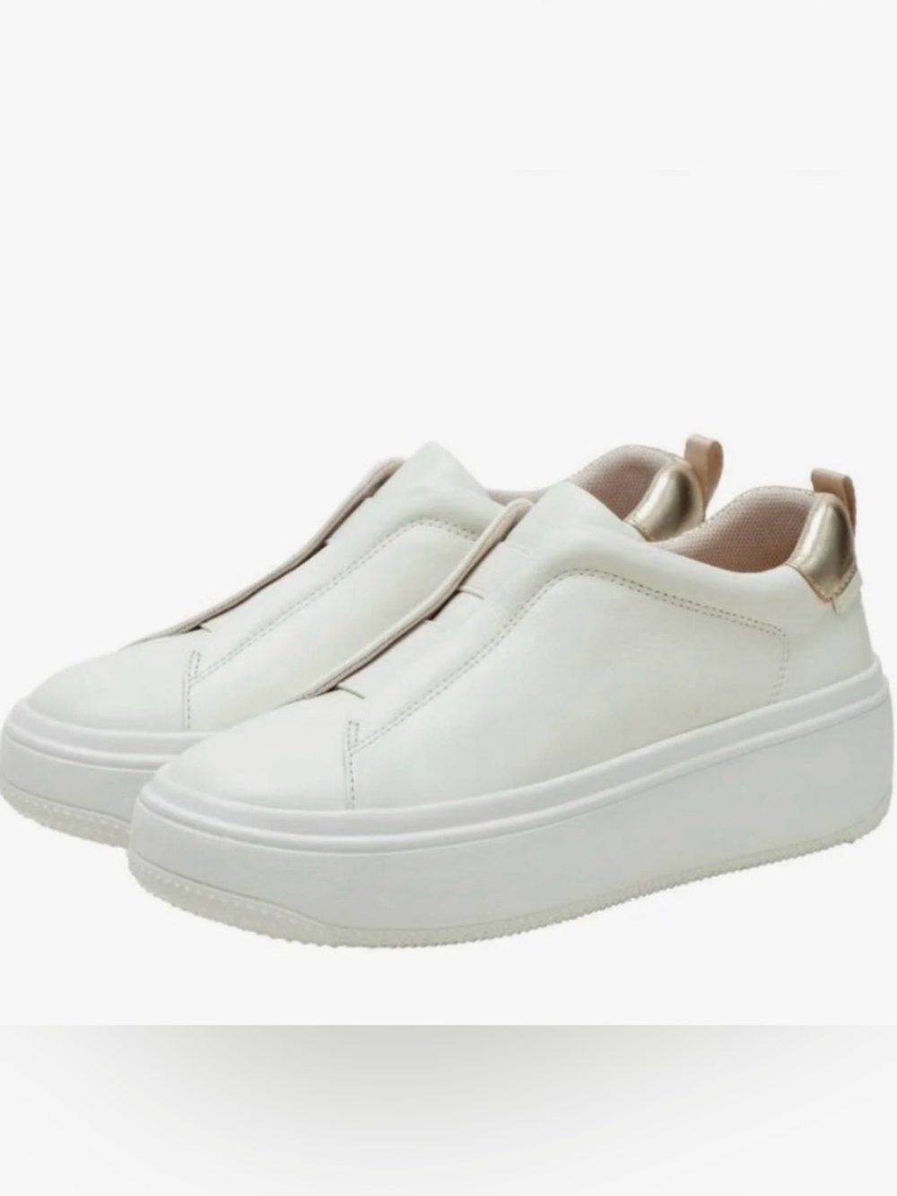 Linea Paolo Women’s Slip-On Platform Sneakers in White & Cream sz 9